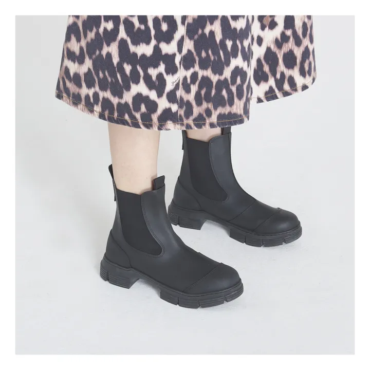 Ganni Chelsea Boots Basses Gomme Recyclée | Noir