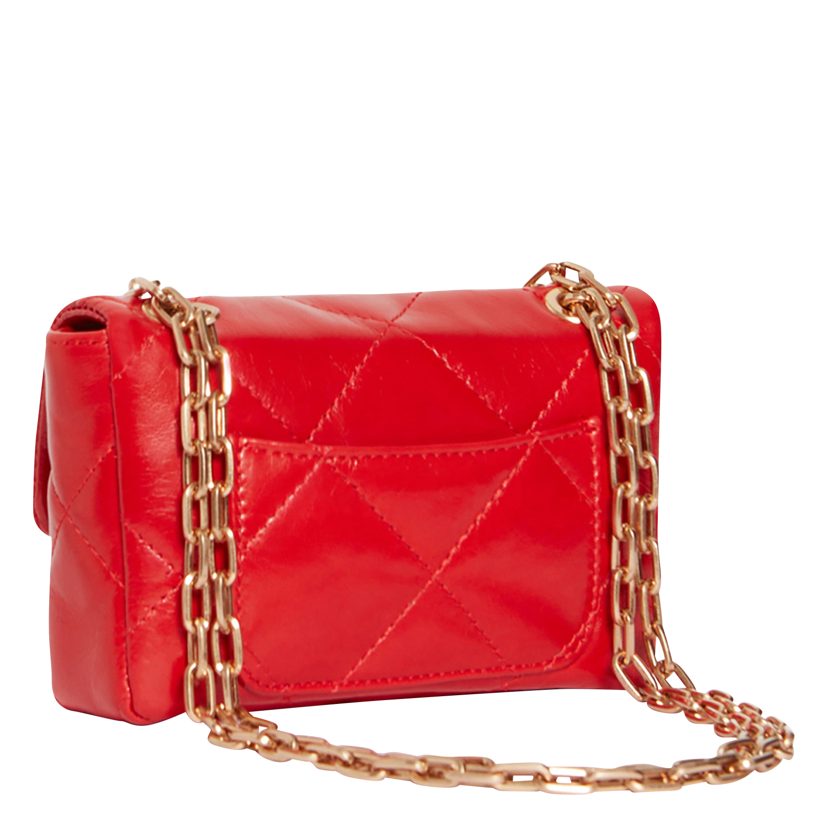 NANO MOON - Sac bandoulière matelassé en cuir | Rouge