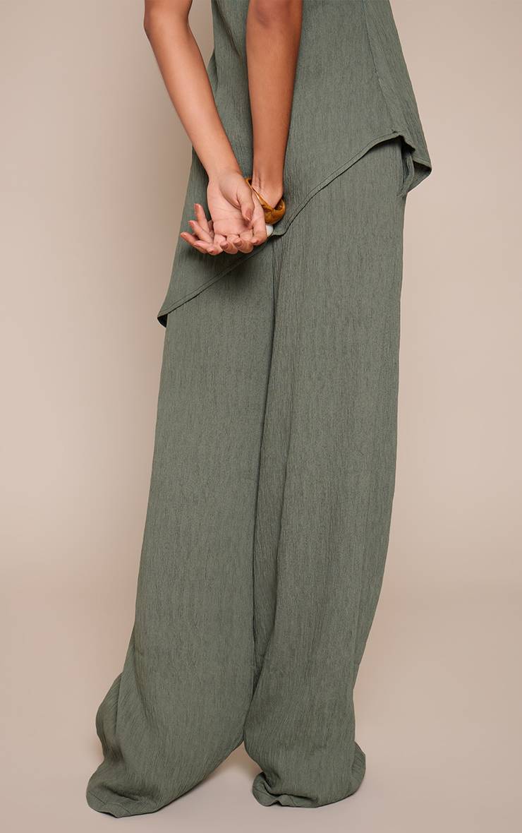 Kaki Pantalon Large Texturé Ensemble Coordonné