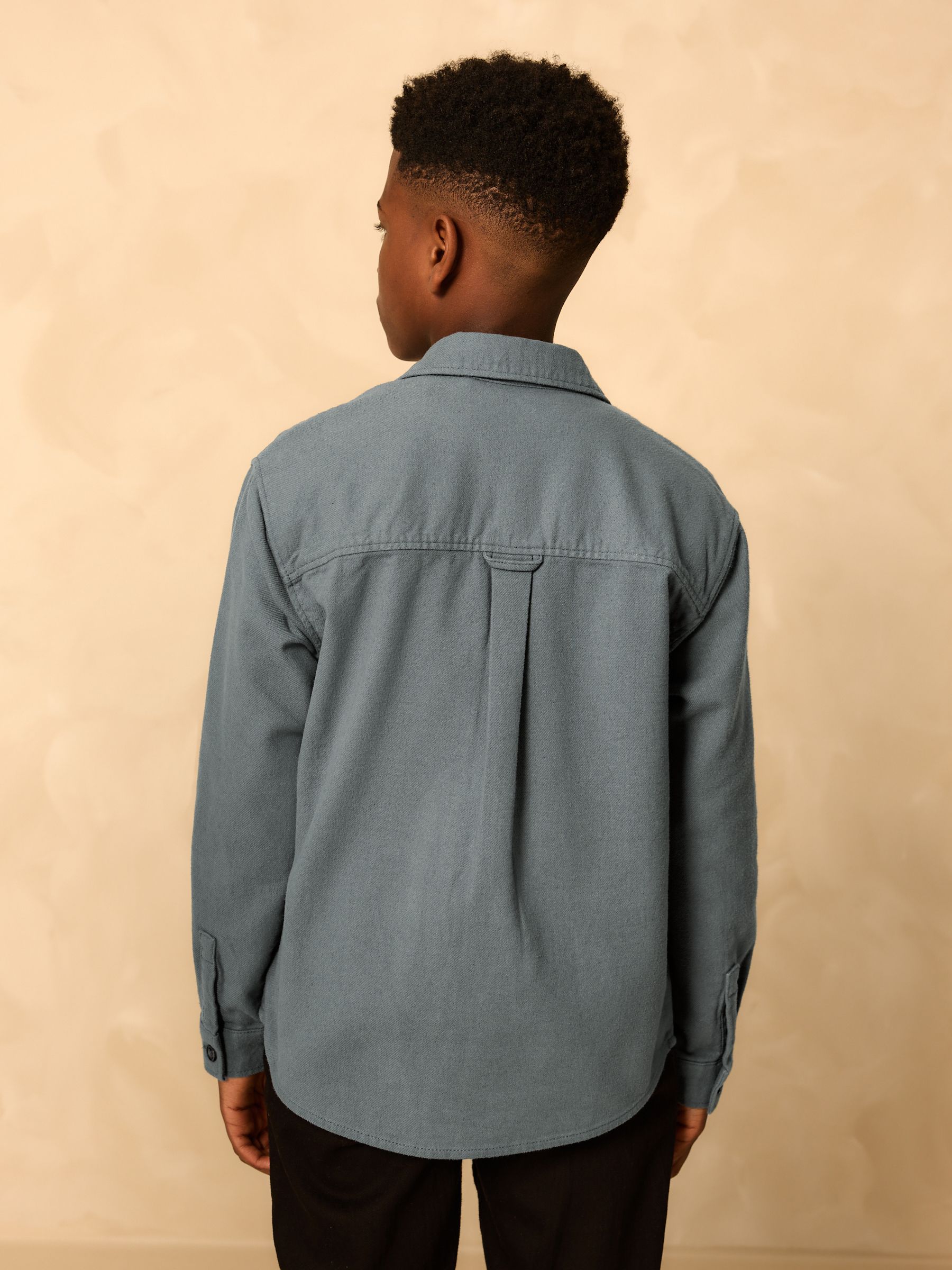 Petroliumblauw - Geborsteld overshirt (3-16jr)