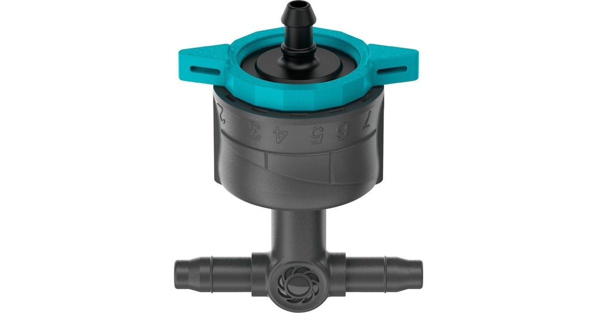 GARDENAVerstelbare Seriedruppelaar 1-8 l/u, drukcompenserend druppelaar  (Zwart/turquoise)