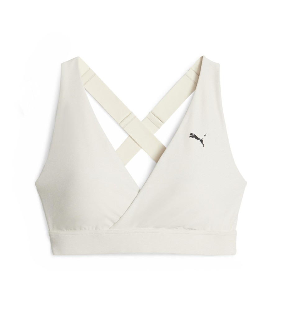Sutiã de treino Puma Yogini Mid Impact branco cruzado
