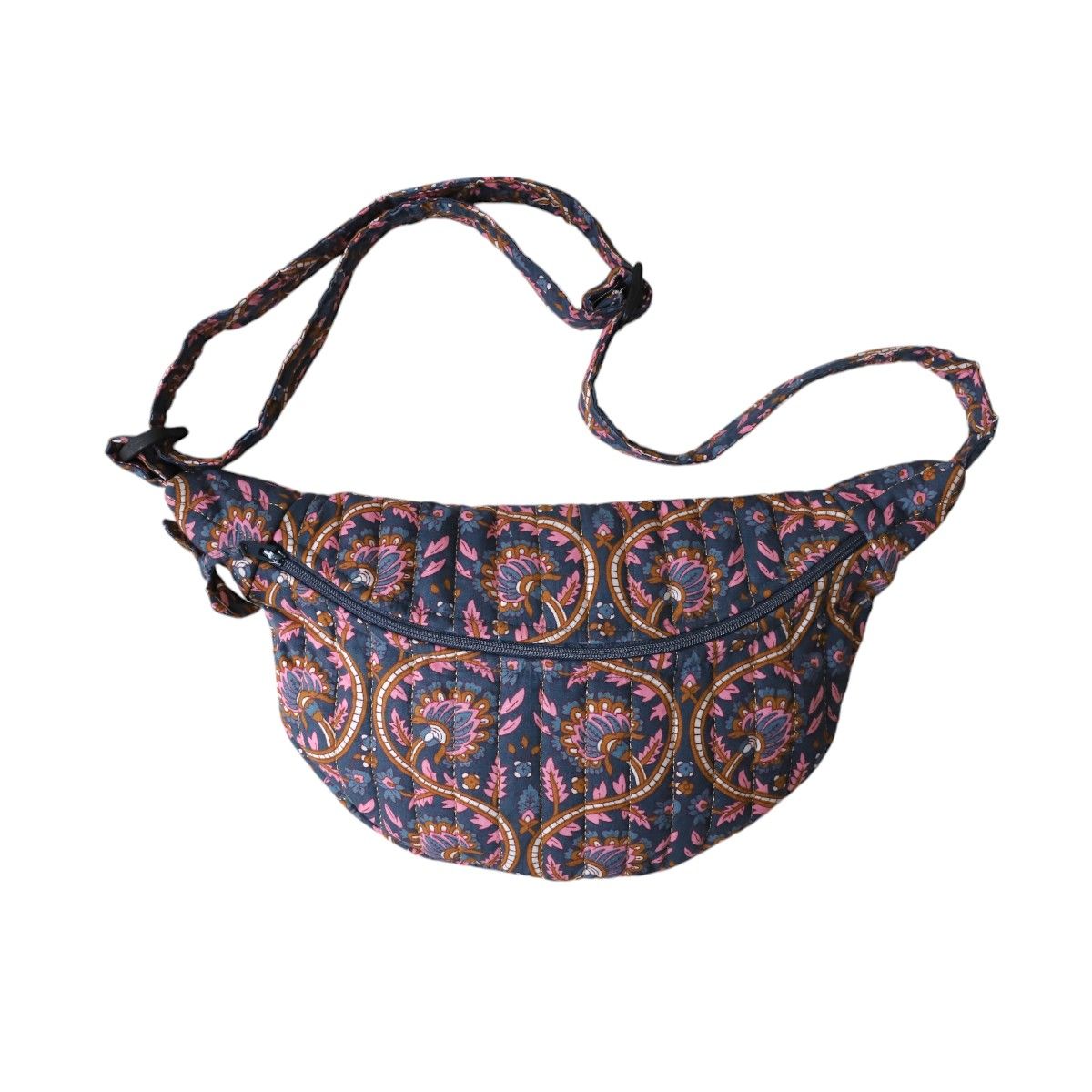 Sac banane block print bleu - Mariage Indien Pondie Chérie