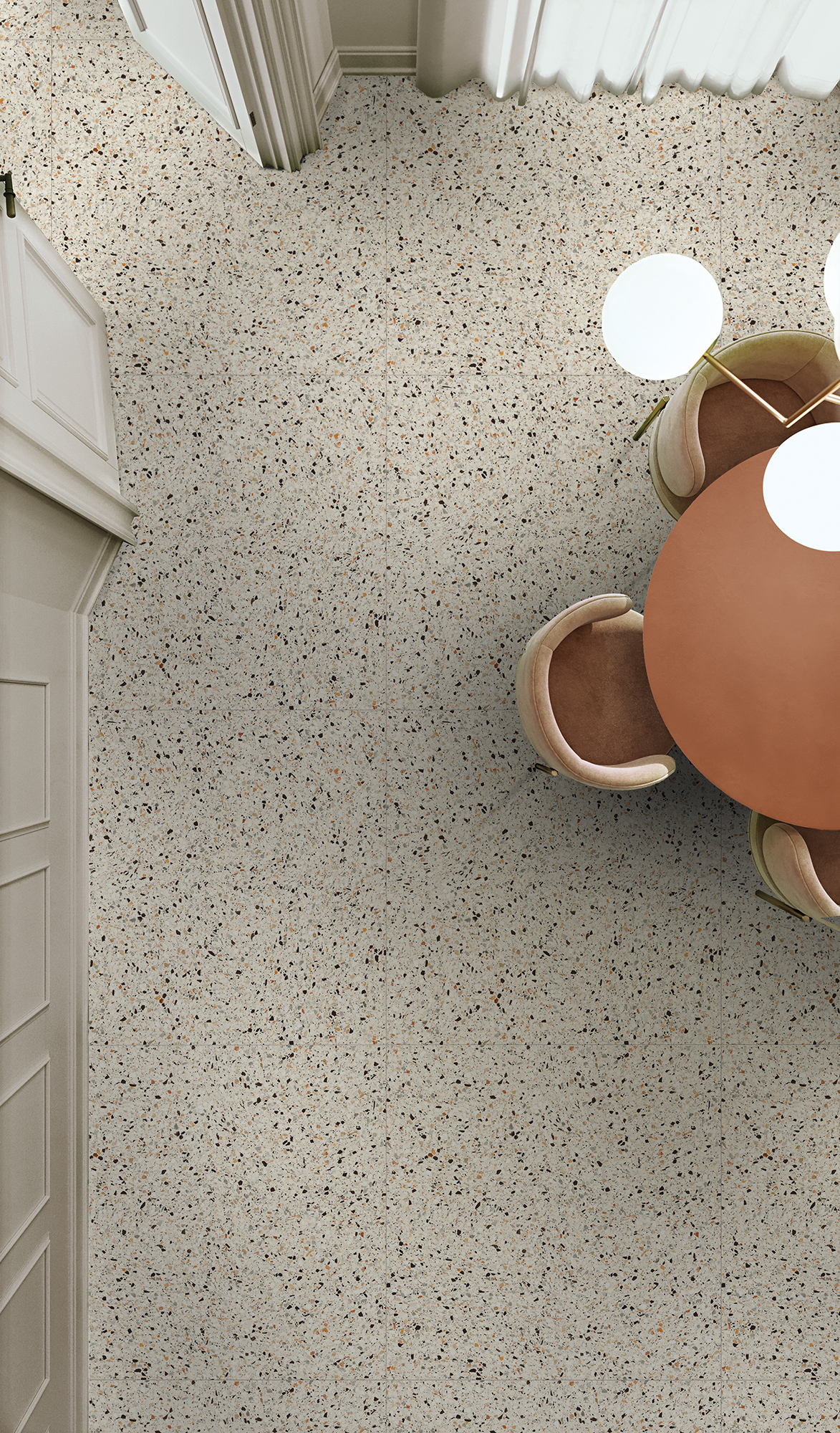 Jabo Medley Cream terrazzo vloertegel 60x120cm gerectificeerd