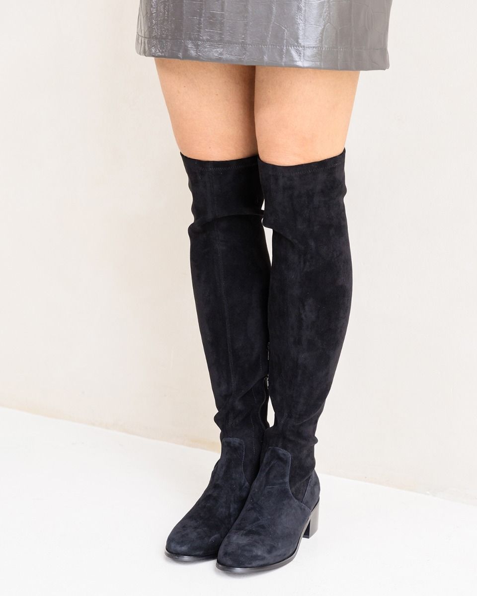 Di Lauro Belinda Zwart Dames Overkneeboots