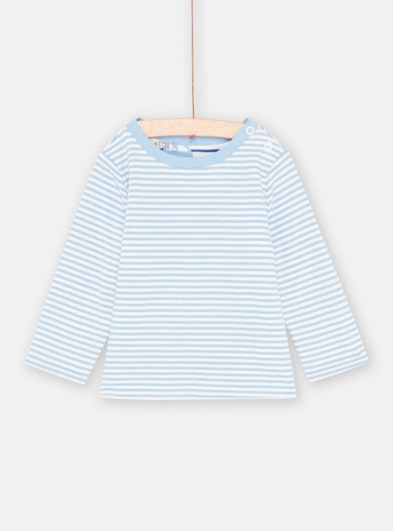 T-shirt bleu clair et blanc réversible bébé garçon