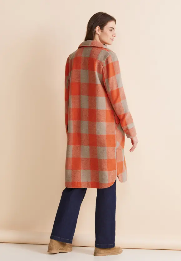 Printmantel mit Wolle - strong apricot