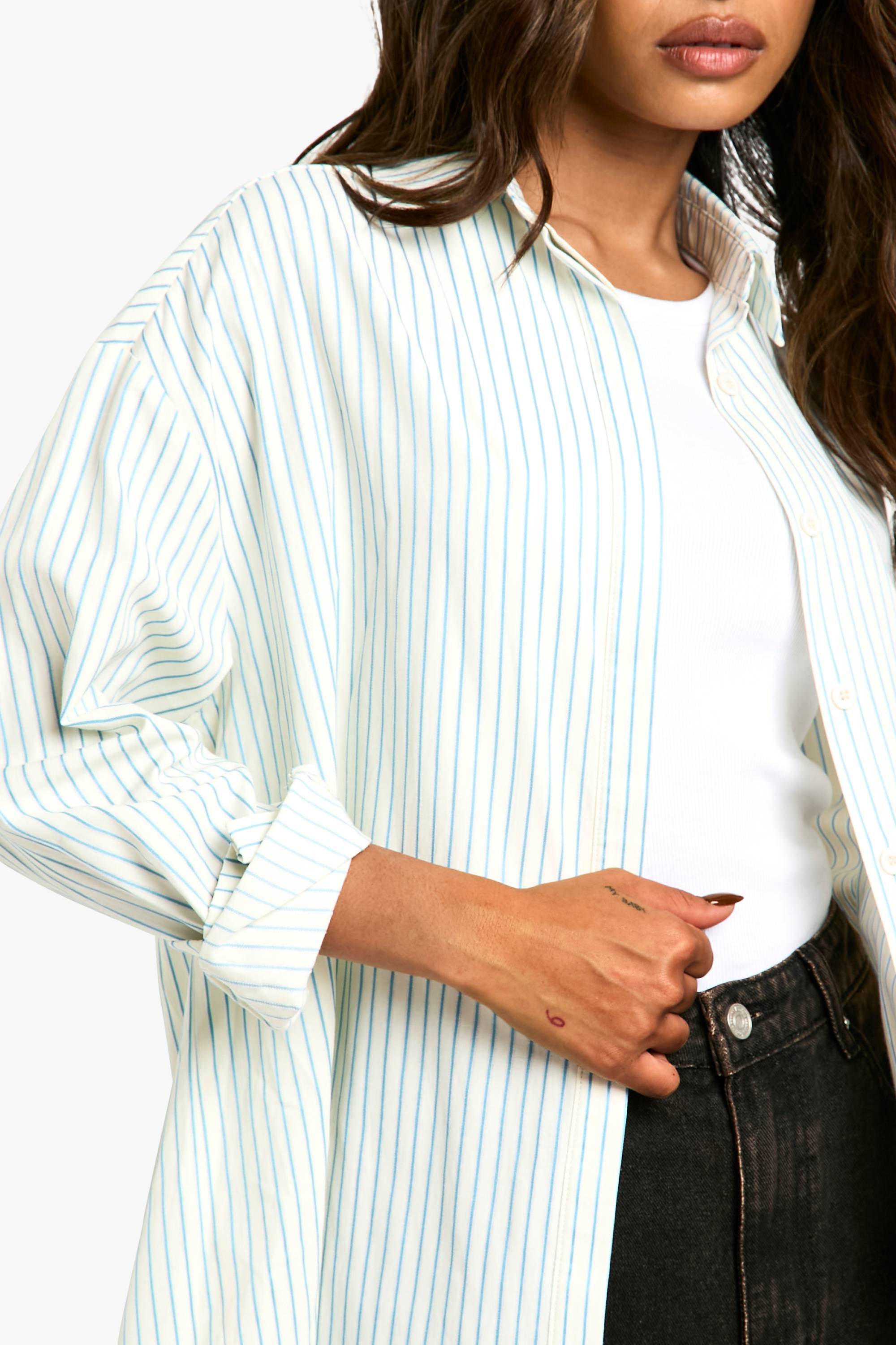 boohoo Chemise oversize à fines rayures