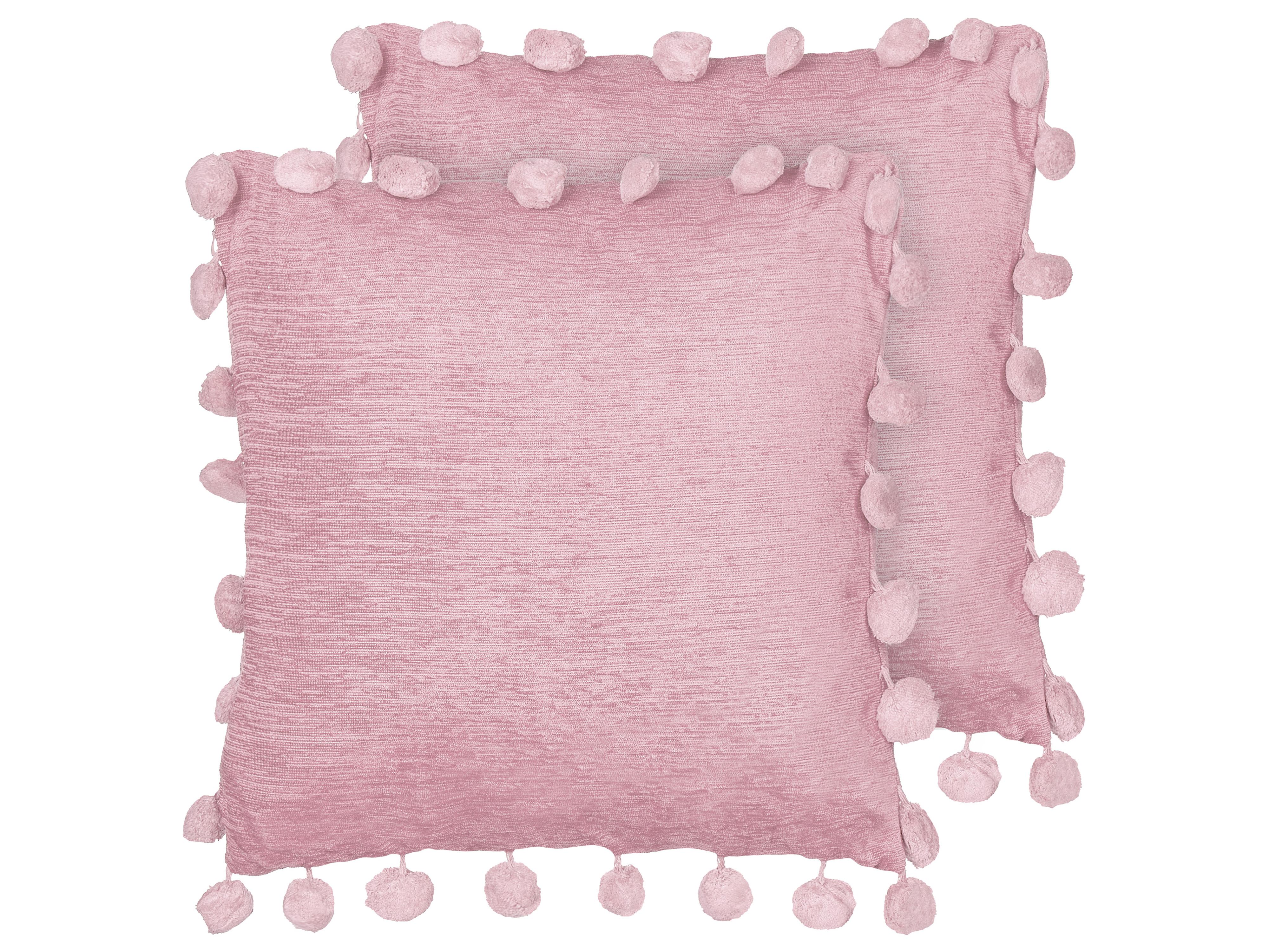 Set van 2 sierkussens JASMINE 45 x 45 cm Roze effen