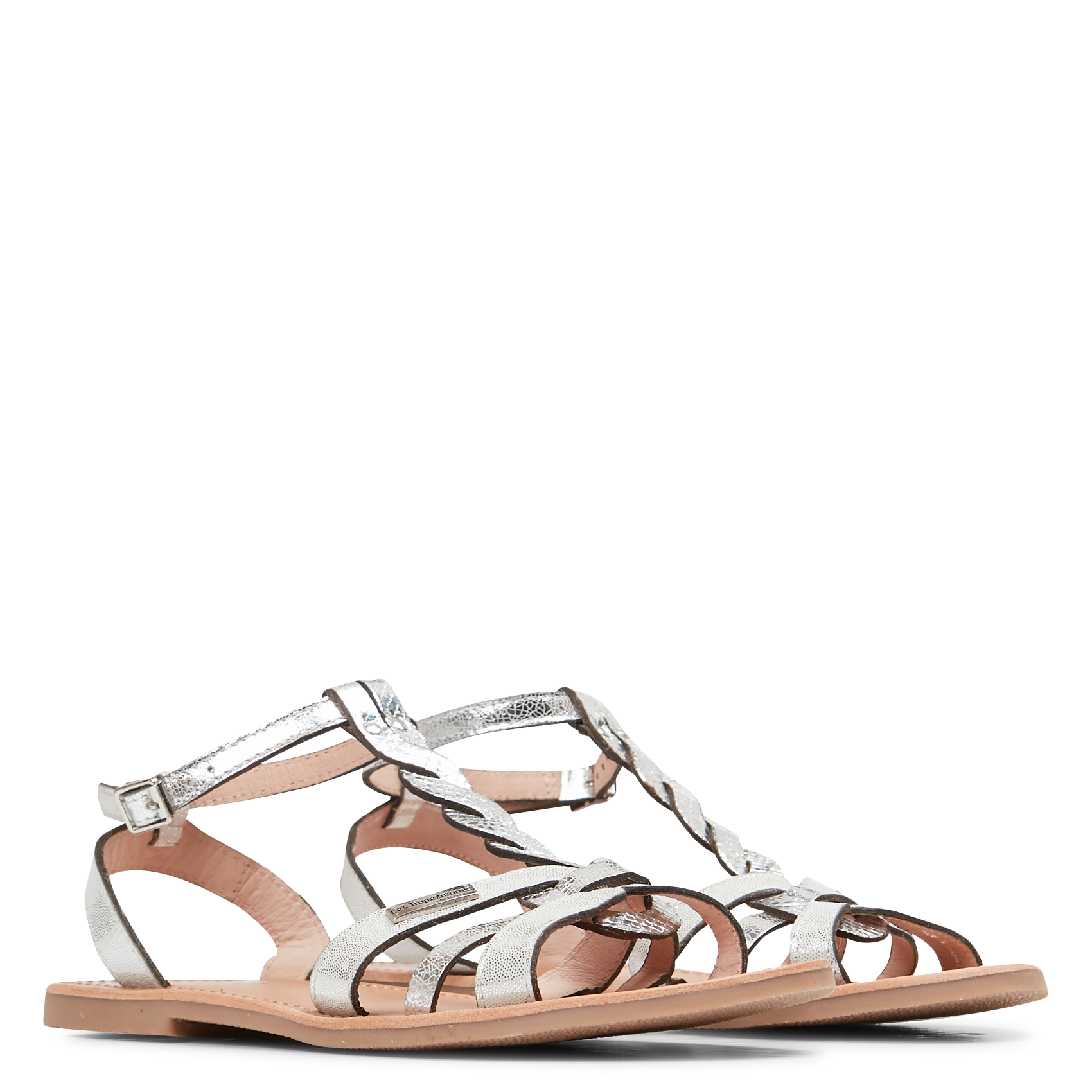 HAMSUNI - Sandales plates en cuir | Argent