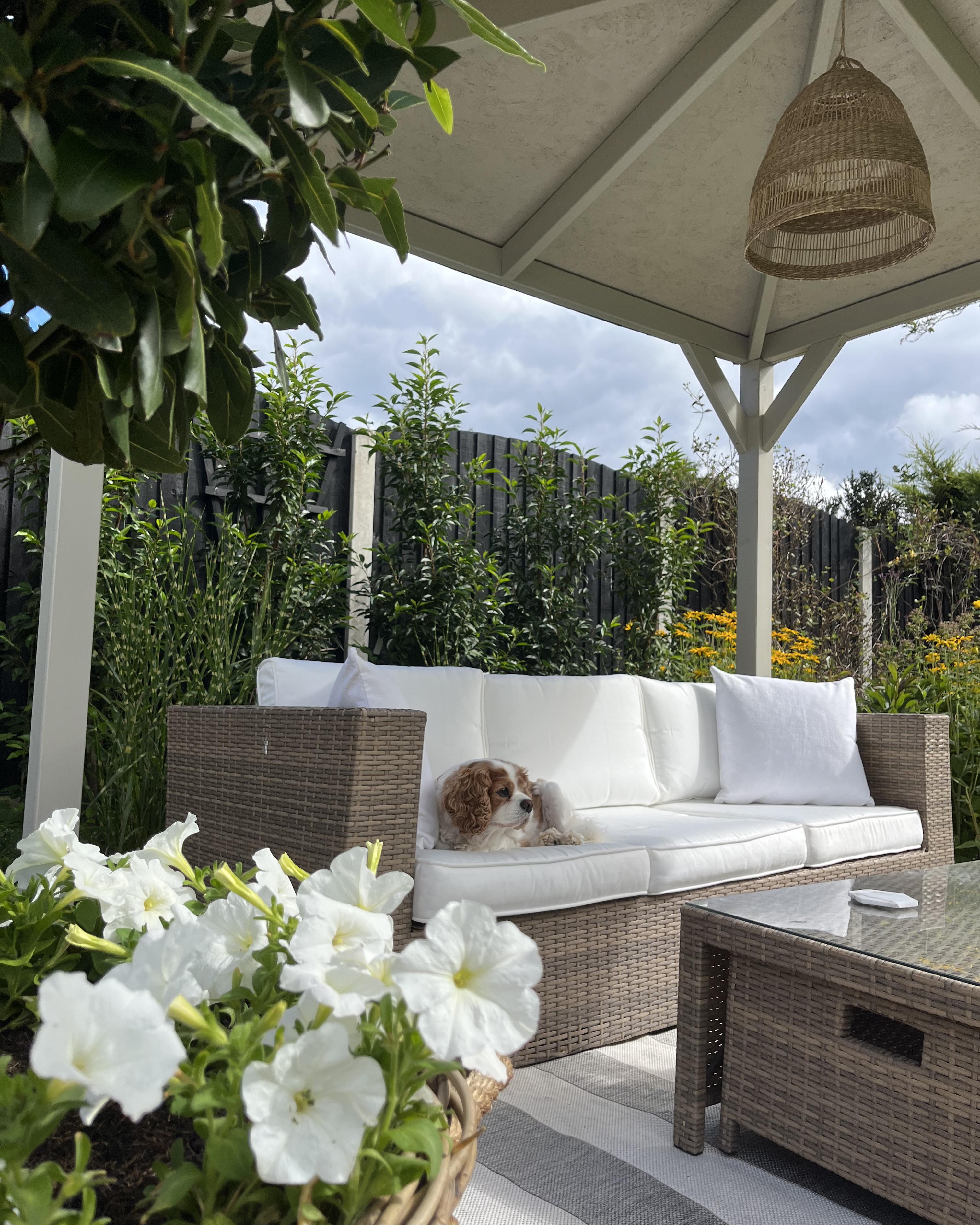 Loungeset met tafel en ottomaan 5-zits BELLUNO PE rotan Wit