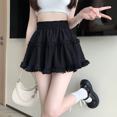 RONIN - Mini A-lijn rok met elastische taille en ruches