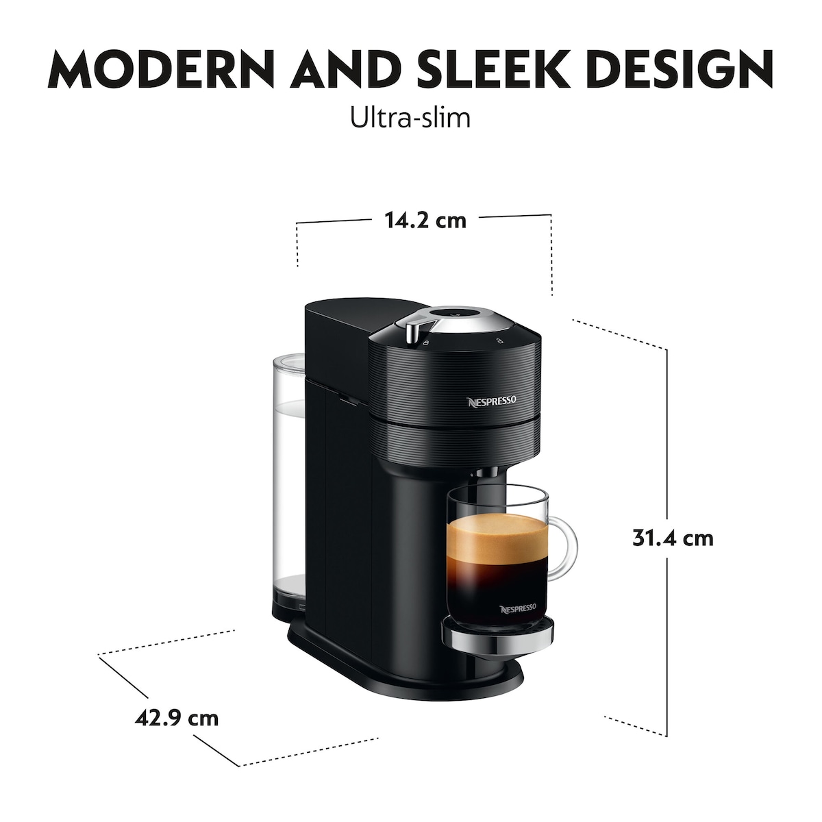 NESPRESSO® Vertuo Next kaffemaskin fra Krups, Klassisk Sort
