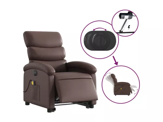 Fauteuil inclinable massant électrique marron similicuir