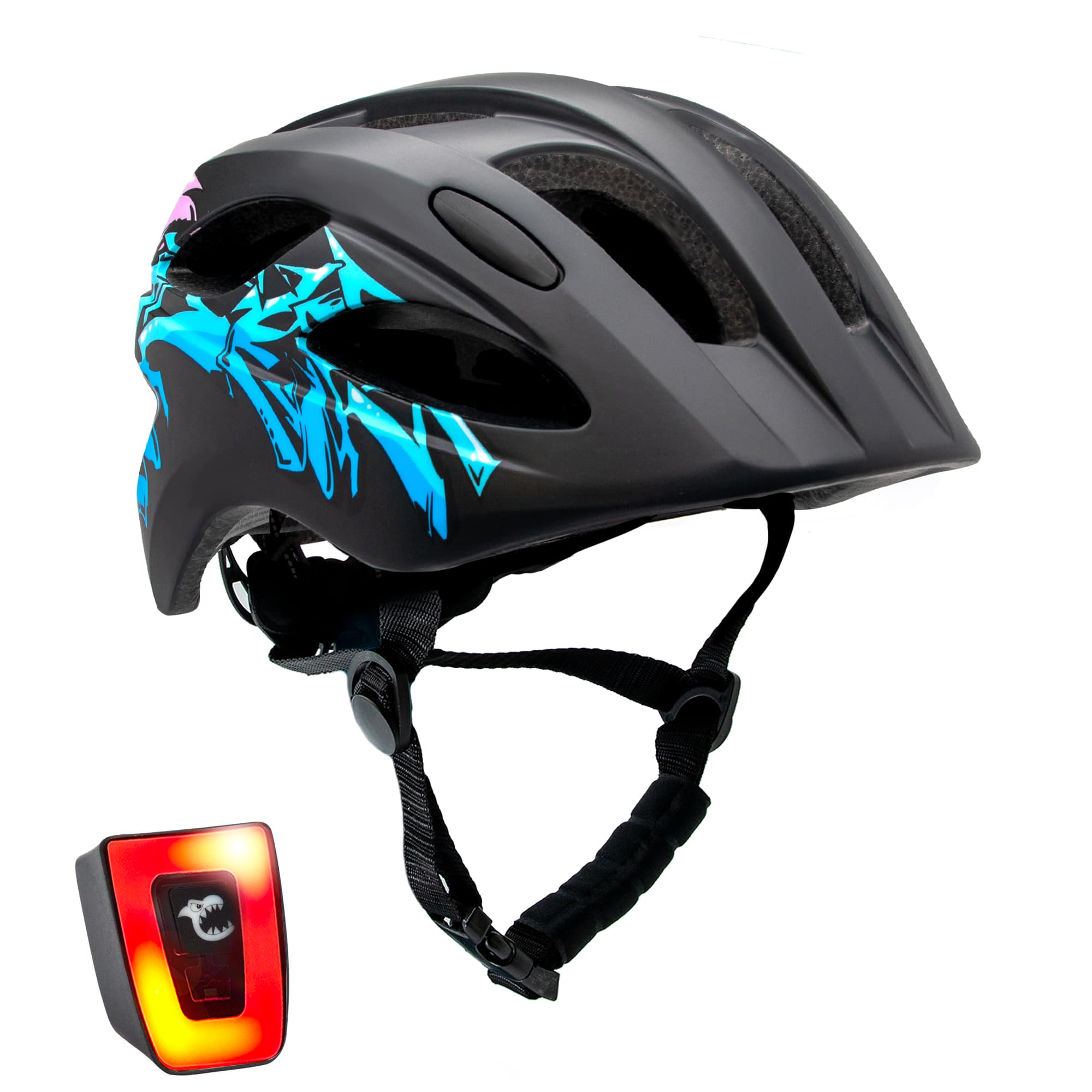 Capacete de ciclismo infantil para crianças de 6 a 12 anos | Grafite azul/rosa | Certificado EN1078