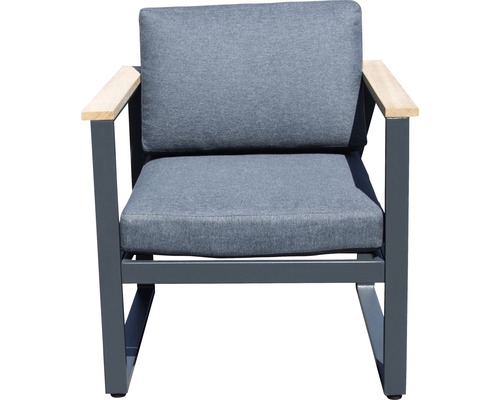 Garden Place Cleo aluminium-houten tuinmeubelset, 6-zits, bestaande uit: 2 banken, fauteuil, tafel inclusief kussens, aluminium antraciet, hout