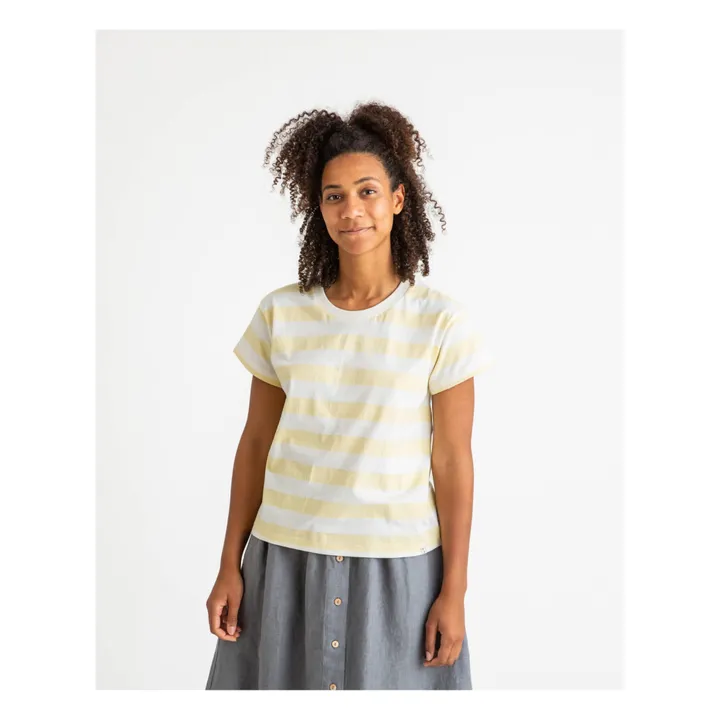 Matona T-shirt Essential Rayures Coton Bio | Jaune pâle
