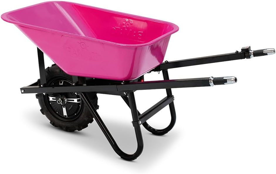 BAMATO elektrische Schubkarre MTR-155 | Pink Edition | 150kg Traglast | Stufenlos bis 6,0 km/h vorwärts | 75L Muldenvolumen | Muldenschubkarre Elektro-Schubkarre