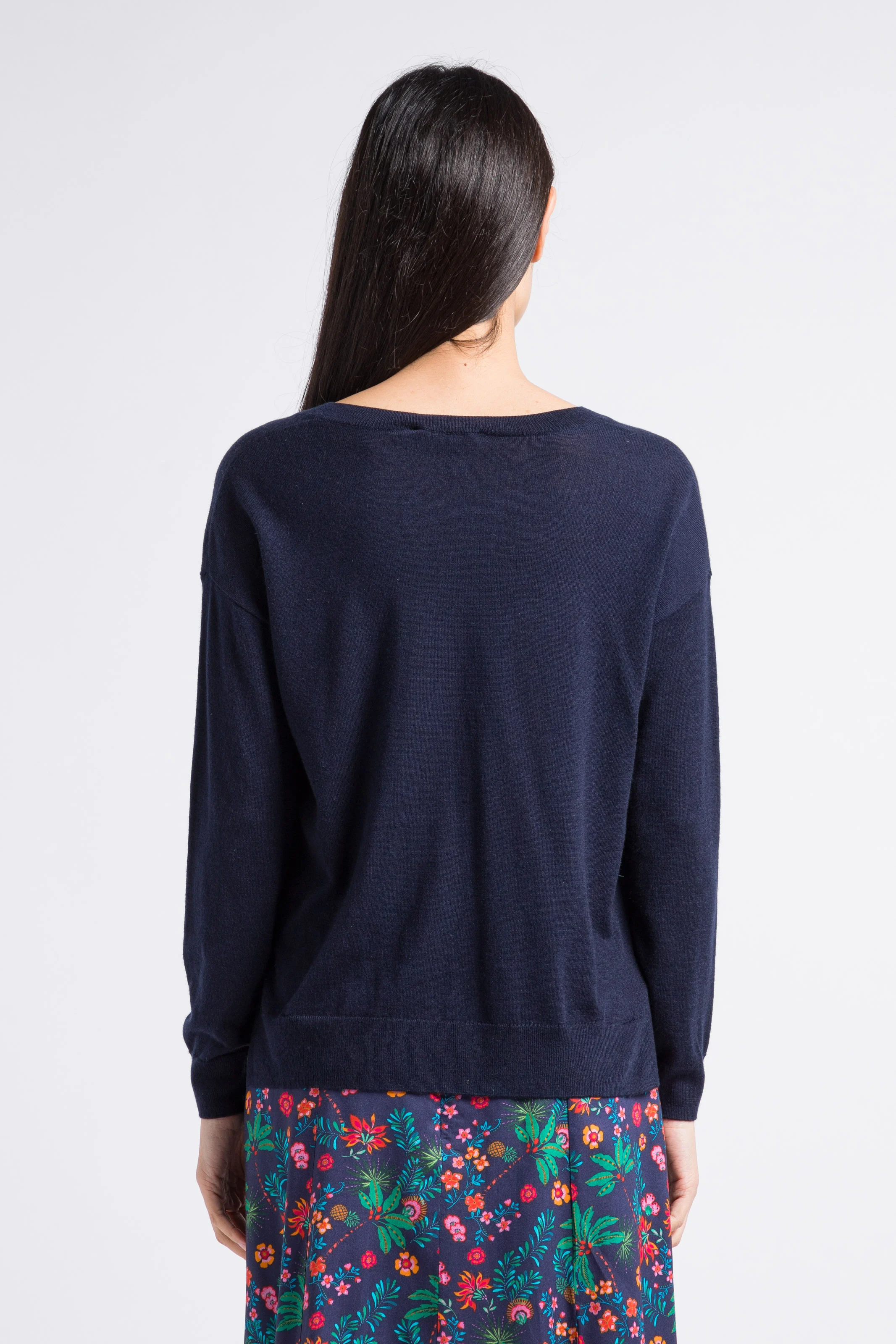 MELYA - Pull maille fine ample | Bleu