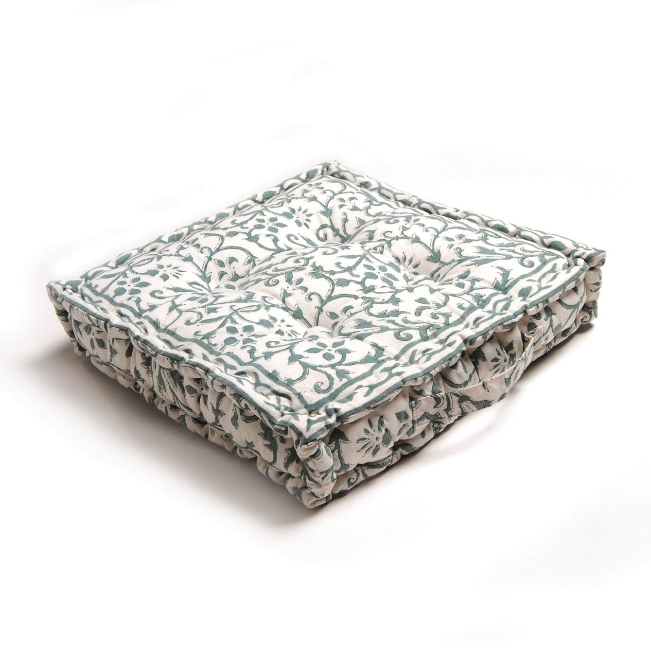 Sitzkissen 'Faiza', grün, weiß, L 40 cm, B 40 cm, H 8 cm von fischer's lagerhaus