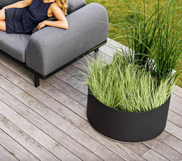 Cane-Line Grow plantenbak L 75 rond dark green