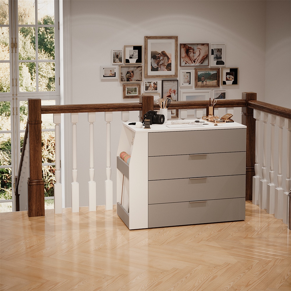 Vicco Basteltisch Iva Weiß Grau 98,5 x 80 cm ausklappbar