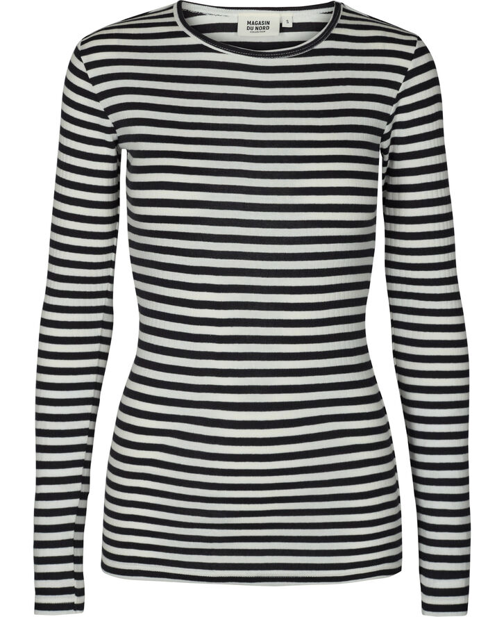 Magasin du Nord Collection Milla 1 Langærmet T-shirt - 100% Økologisk Bomuld Black / star white stripe