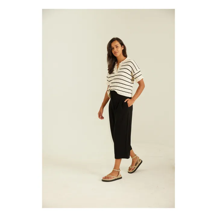 Tinsels Pull Col Polo Alister Rayures | Ecru