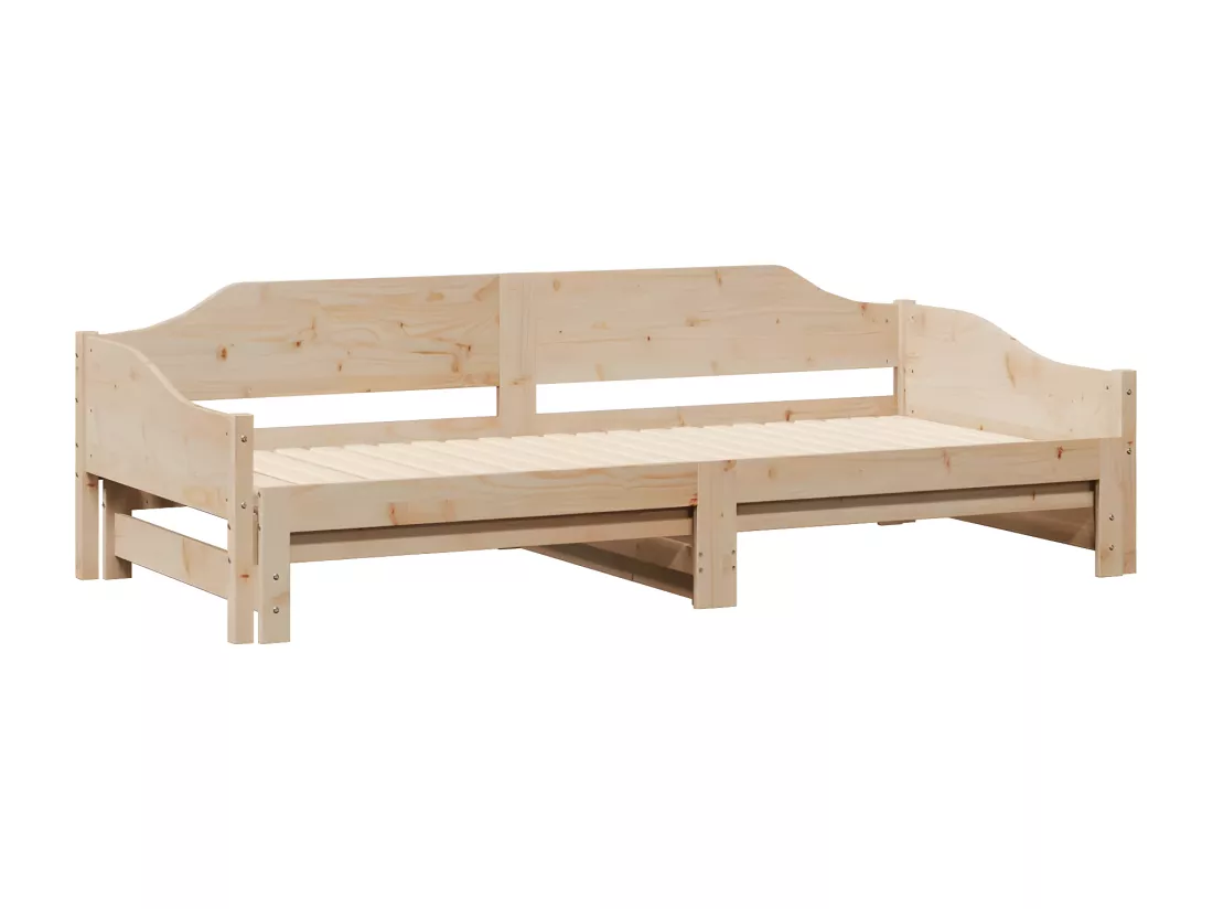 Lit de jour avec lit gigogne 90x200 cm bois de pin massif