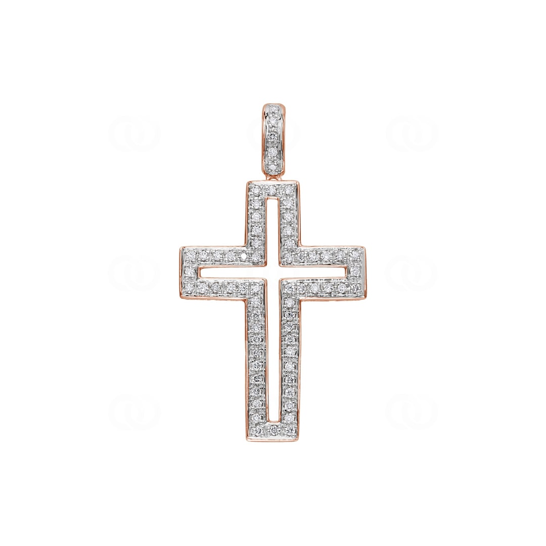 Kreuzanhänger 750/18 K Roségold mit Diamanten 0.44 ct H/si