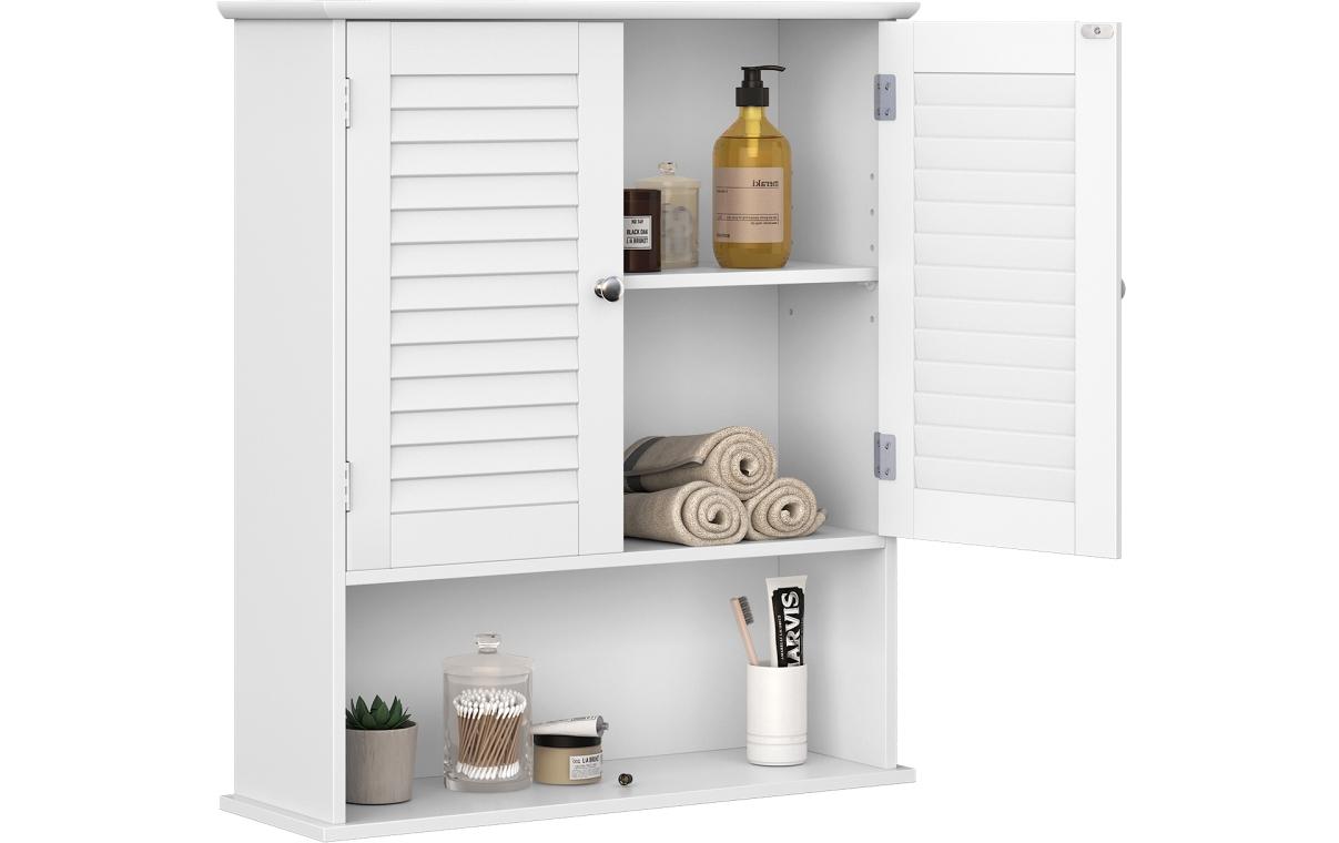 Badezimmerregal mit Doppeltür 20 x 70 cm, WeissBadezimmerschrank zum Aufhängen