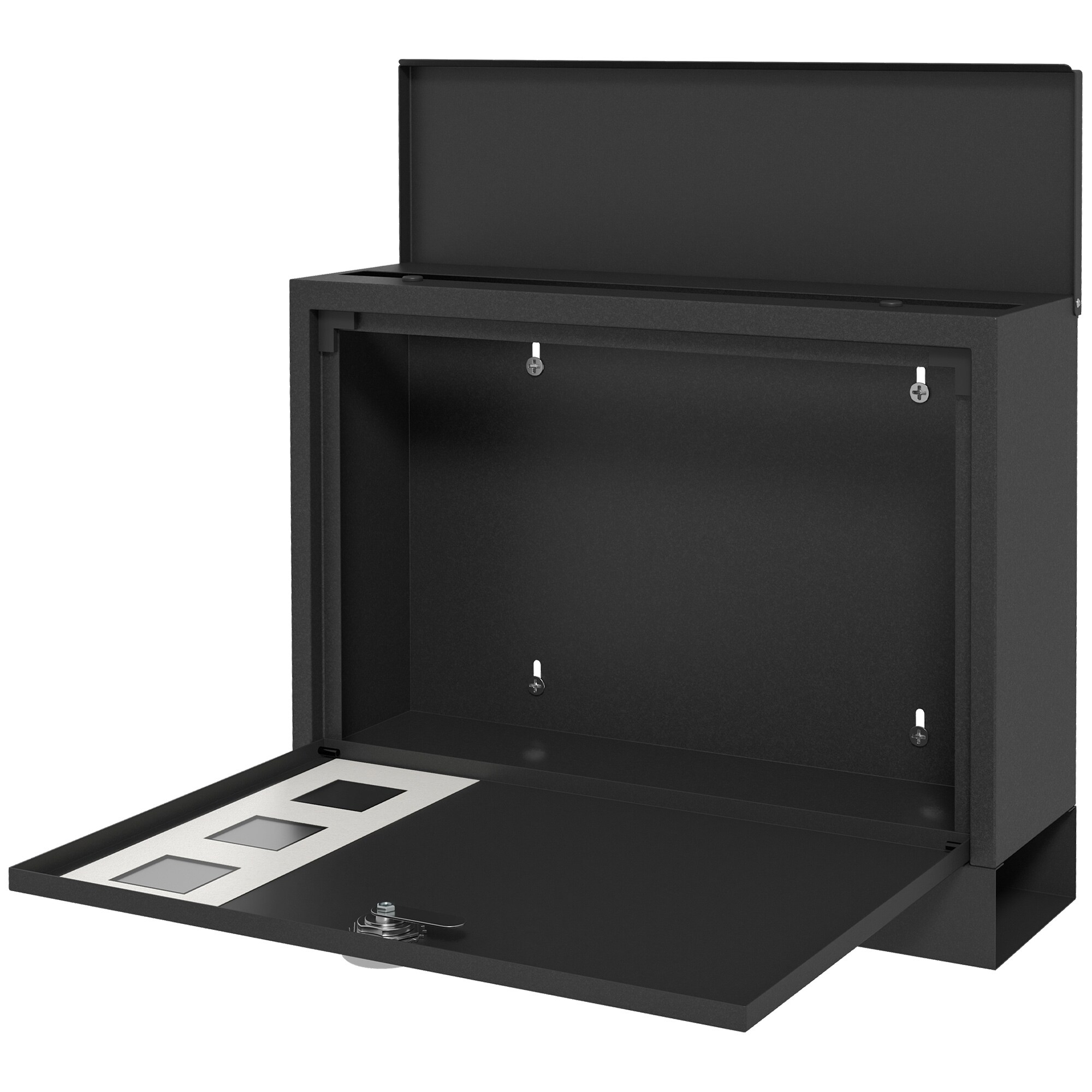 HOMCOM Briefkasten mit Zeitungsfach schwarz 36,5L x 11,5B x 29H cm