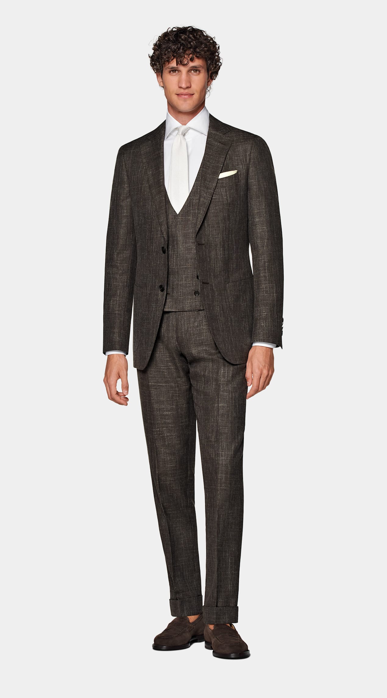 Costume trois pièces Havana coupe Tailored marron foncé