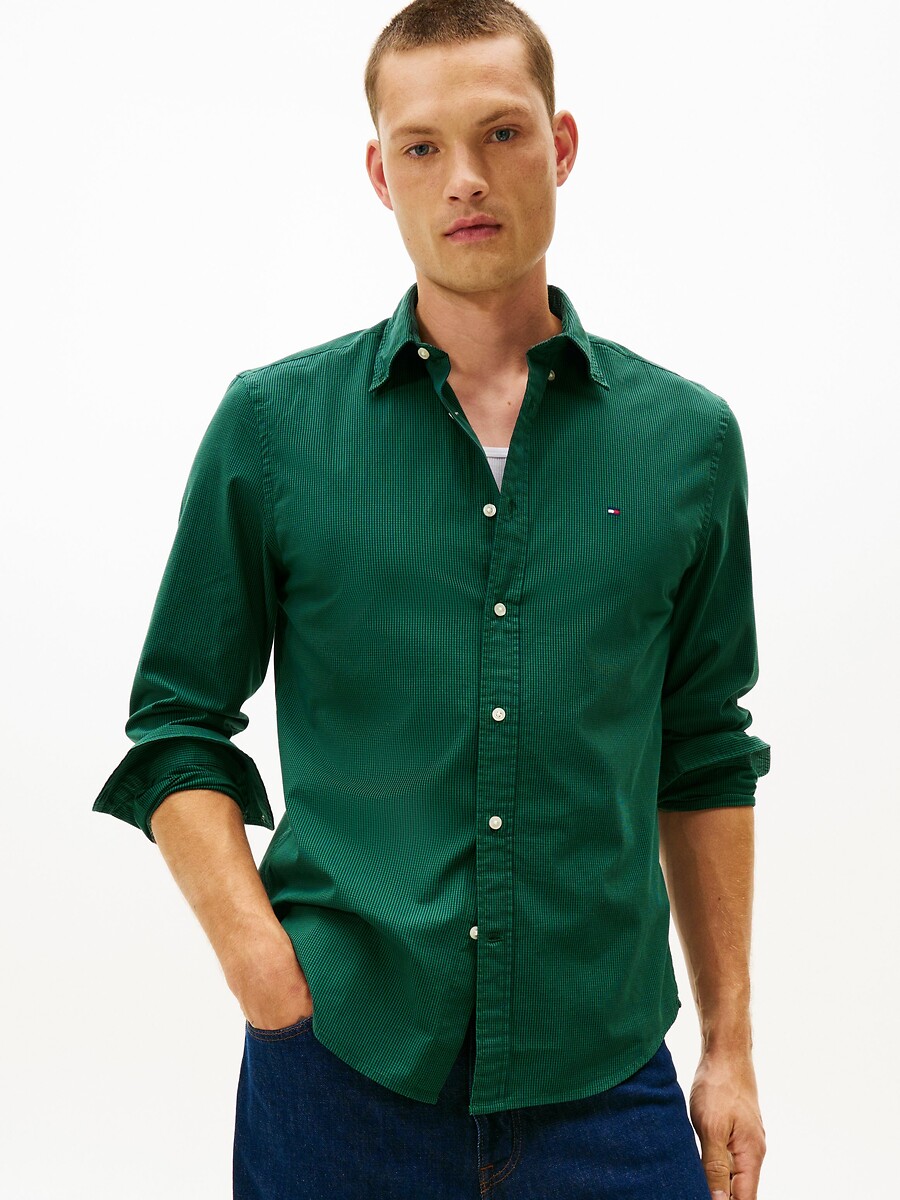 TOMMY HILFIGER<br>Camisa xadrez vichy em popeline