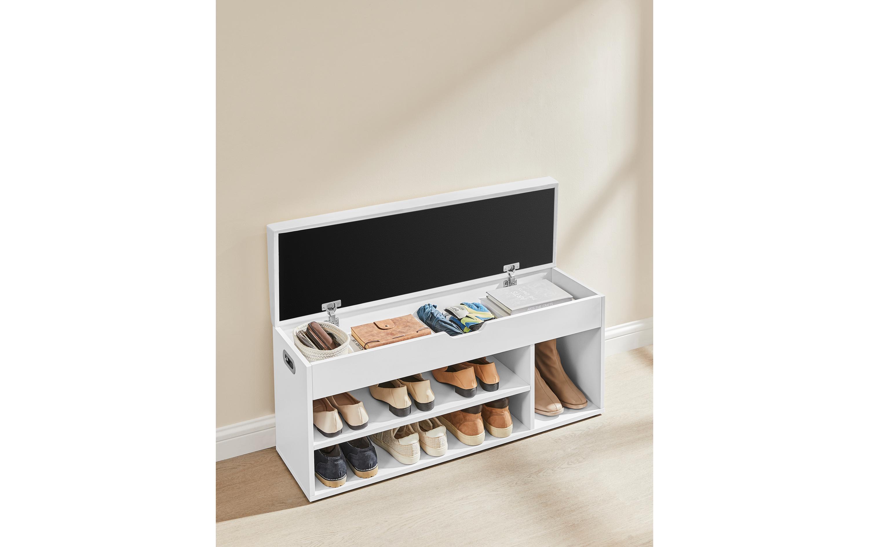 Sitzbank mit Polster 100 x 44 cm, Weiss<br>Schuhbank