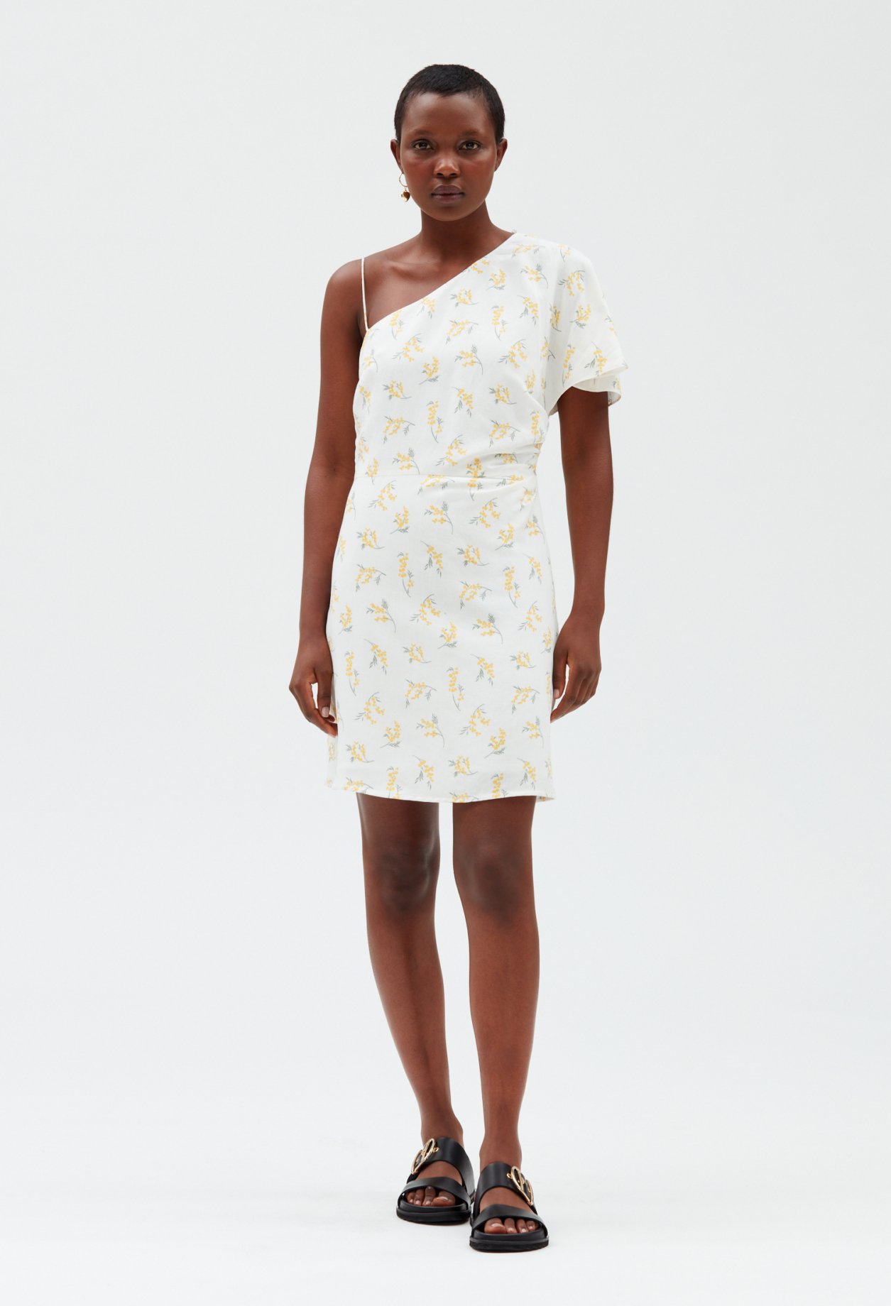 Robe midi asymetrique mimosa