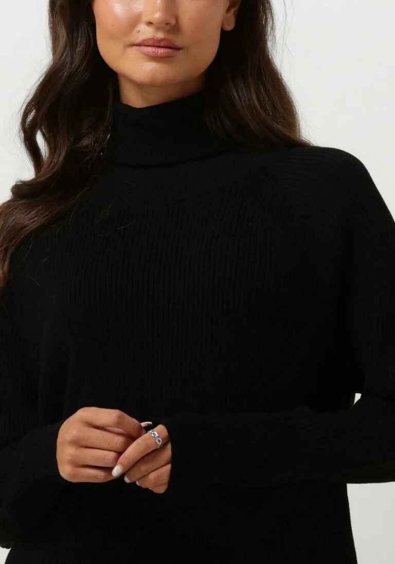 NOTRE-V zwarte notre-v midi jurk long rib knit dress