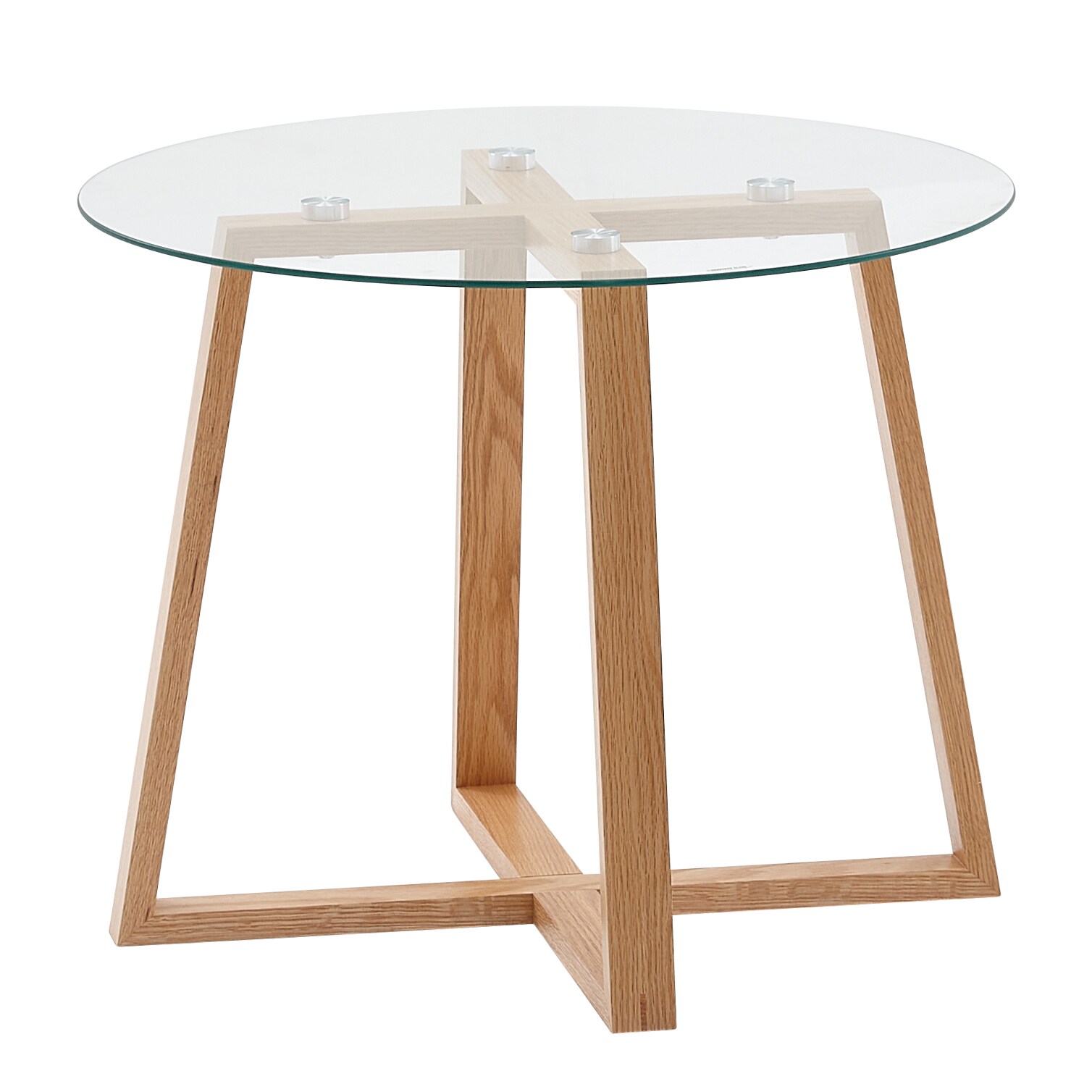 KADIMA DESIGN Massiver Eiche-Glas Couchtisch, Modernes Design, Überkreuztes Gestell