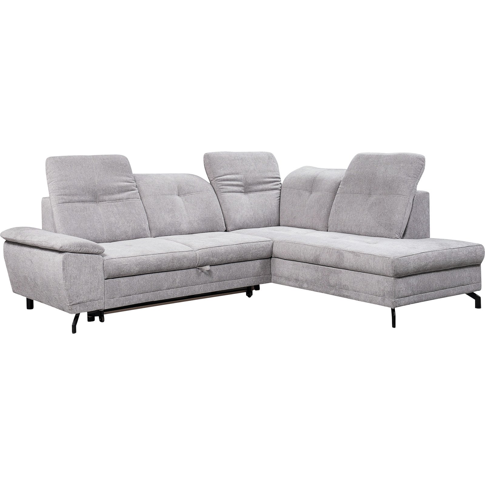 Ecksofa Dream Stoff hellgrau, Ottomane rechts