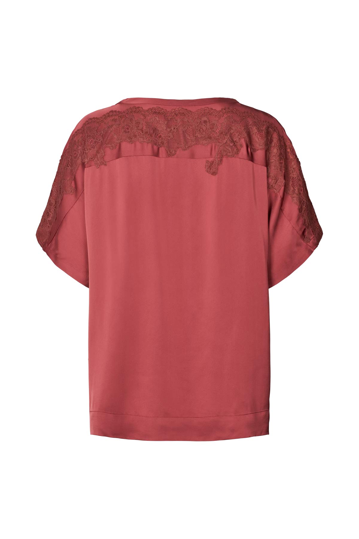 Rabens Saloner  Serena Solid lacey blouse - Burgundy