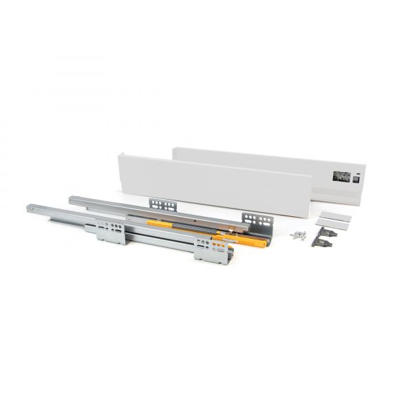 Emuca Kit de Gaveta Cozinha Concept, Altura 105 mm, Prof. 500 mm, Fecho Suave, Aço, Branco - 3100512