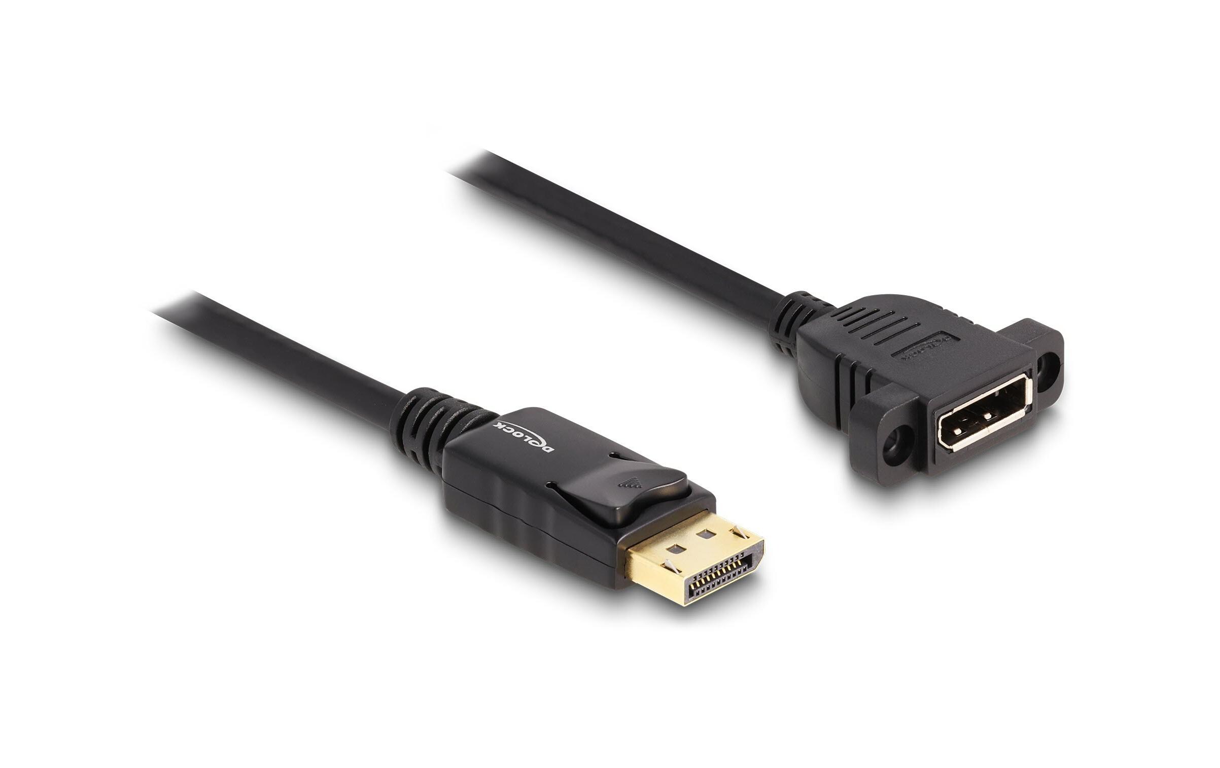 Kabel 8K 30Hz DisplayPort - DisplayPort, 1 mDelock DisplayPort 1.4 Kabel 8K 30 Hz Stecker zu Buchse 1 m zum Einbau schwarz