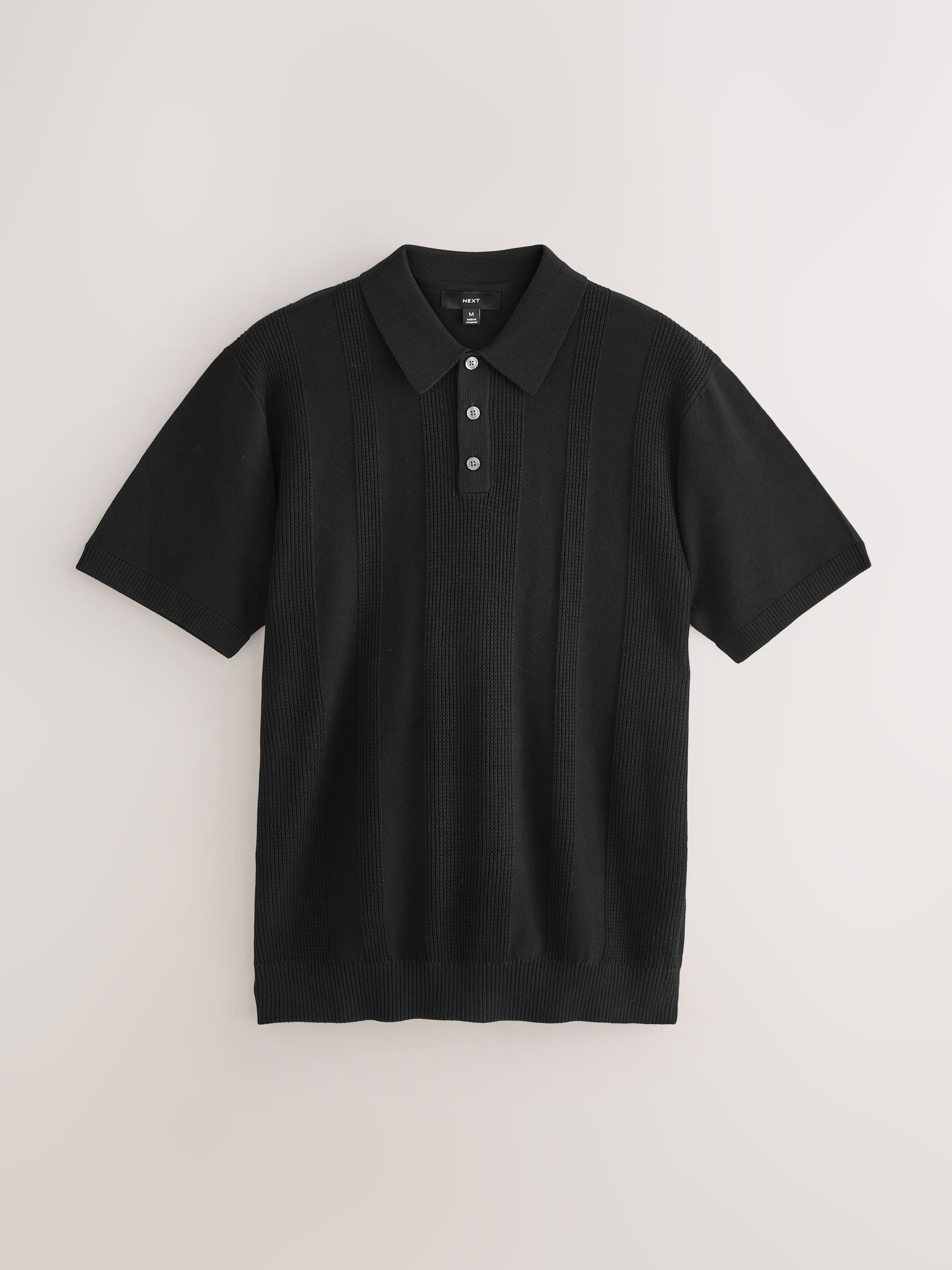 Marineblauw/zwart - Regular-fit poloshirts met textuur, hoog katoengehalte, korte mouwen en gebreid 2 stuks