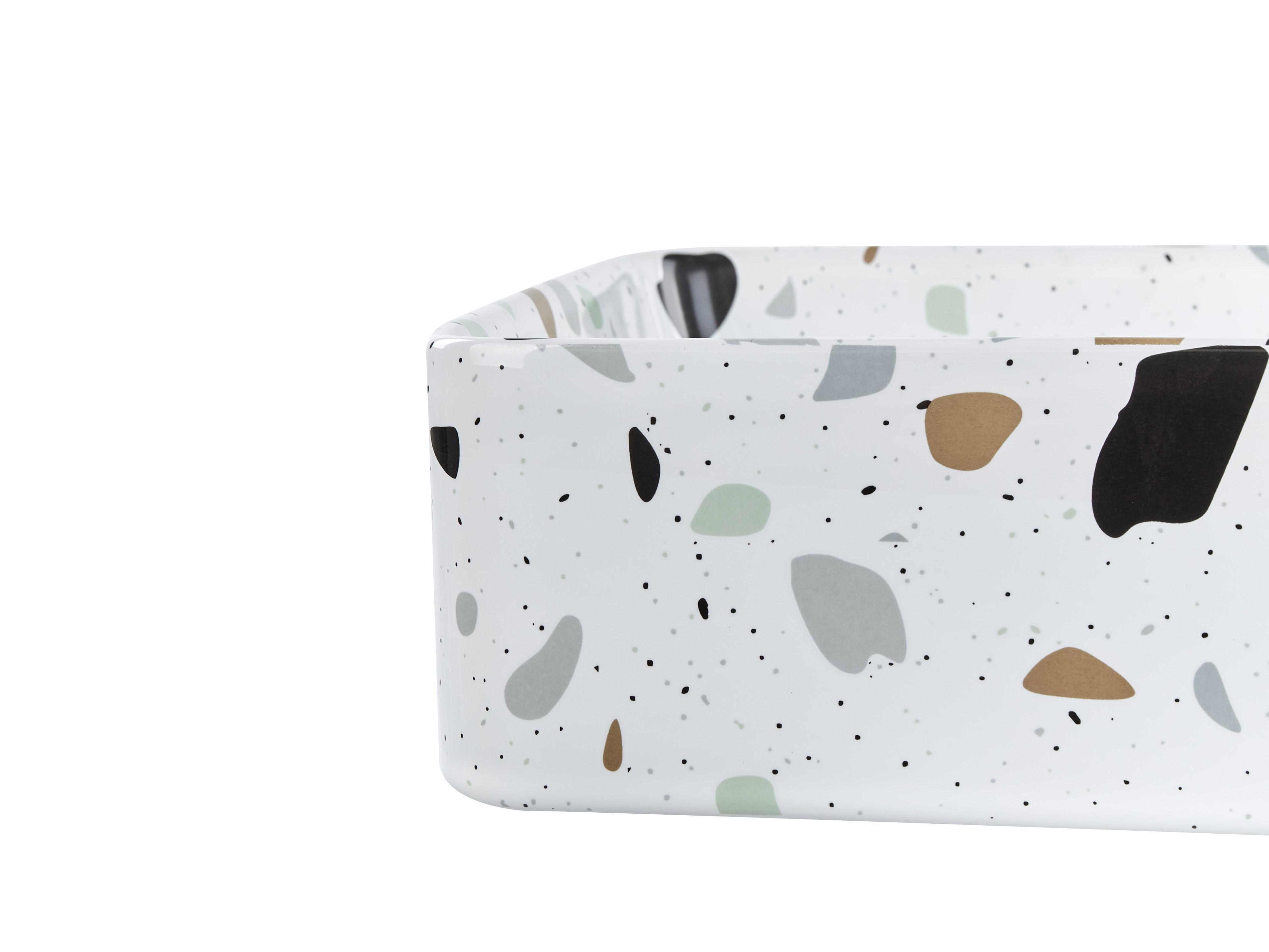 Wastafel voor aanrechtblad NULES 51 x 34 cm Keramiek Wit terrazzo