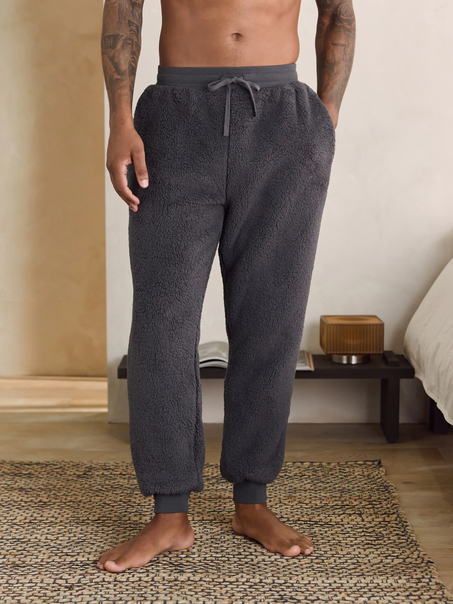 Leisteen grijs - Borg Fleece Cuffed Joggers
