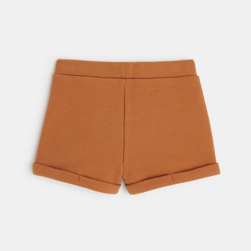 Short maille molleton effet pont marron bébé fille Marron