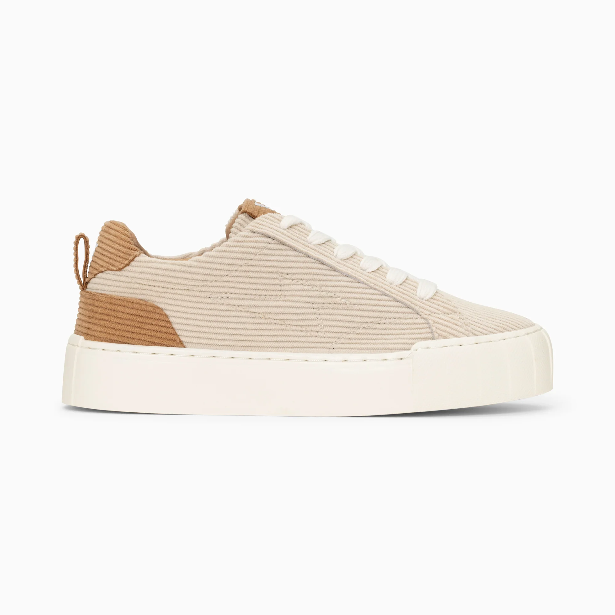 Sneakers-Baskets Fara côtelées beige et camel à lacets