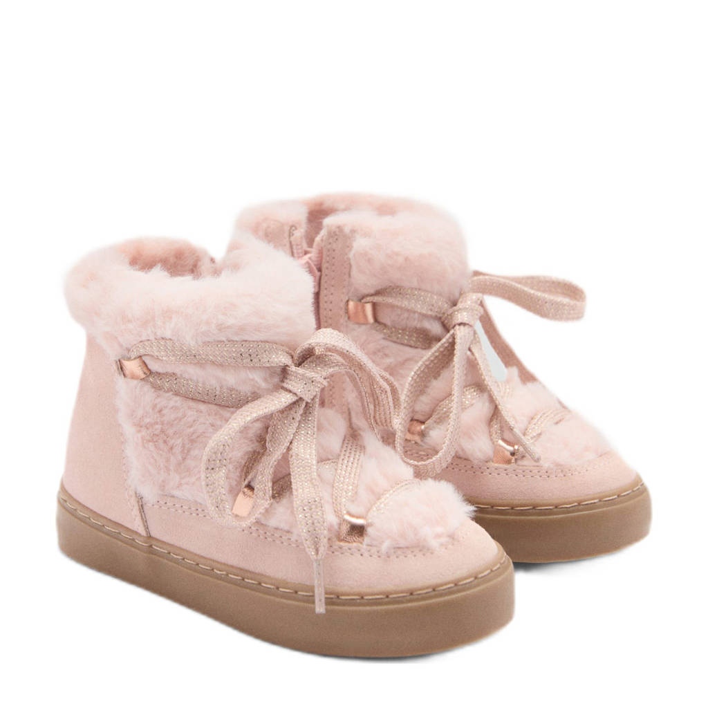 Mango Kids suède enkelboots lichtroze