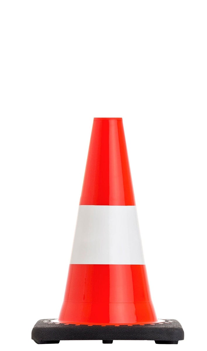 UVV FLEX verkeerskegel, pyloon, markeringskegel 300 mm 1 kg zwaar met of zonder reflecterende folie / wit (zonder reflectie)