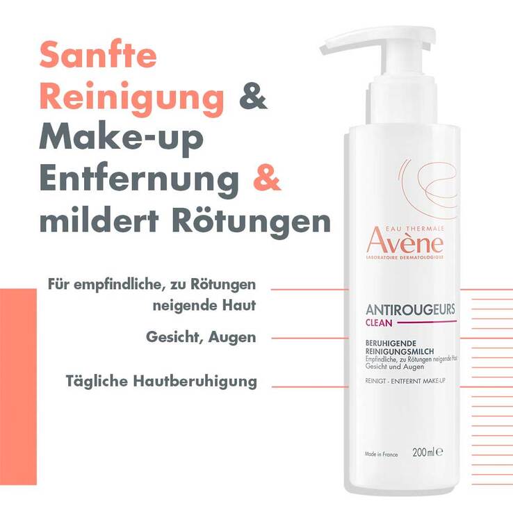 Avene Antirougeurs Clean beruhigende Reinigungsmilch, 200 ml